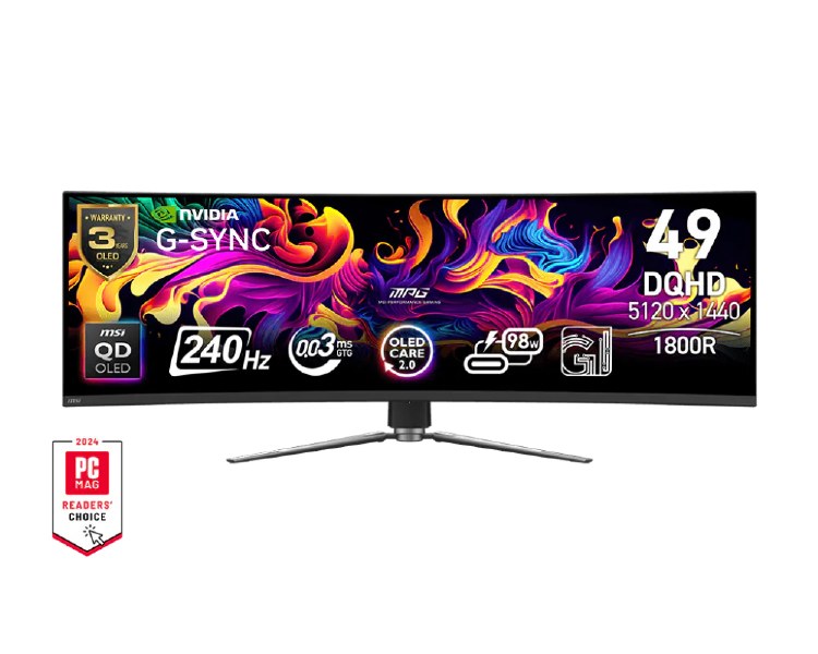 EX-DISPLAY: MSI MPG 491CQPX QD-OLED - 49" QD-OLED, 5120 x 1440 DQHD, 240Hz, 0.03ms, G-Sync Compatible