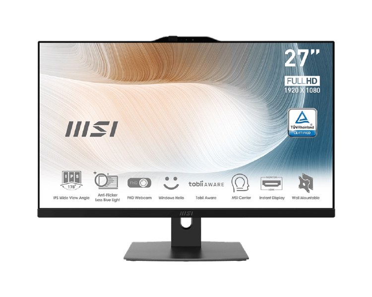 EX-DISPLAY: MSI Modern AM272P 12M-058AU - Intel Core i7 1260P, Intel UHD Graphics, 16GB DDR4 RAM, 1TB NVMe SSD, 27" 1920 x 1080 60Hz, Windows 11 Home, Black, 1 Year Warranty (Keyboard & Mouse Included)