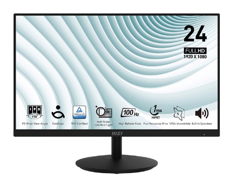 MSI PRO MP242A - 23.8" IPS, 1920 x 1080 FHD, 100Hz, 1ms