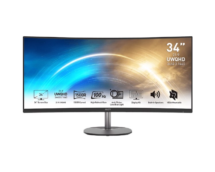 MSI PRO MP341CQ - 34" VA, 3440 x 1440 UWQHD, 100Hz, 1ms, FreeSync