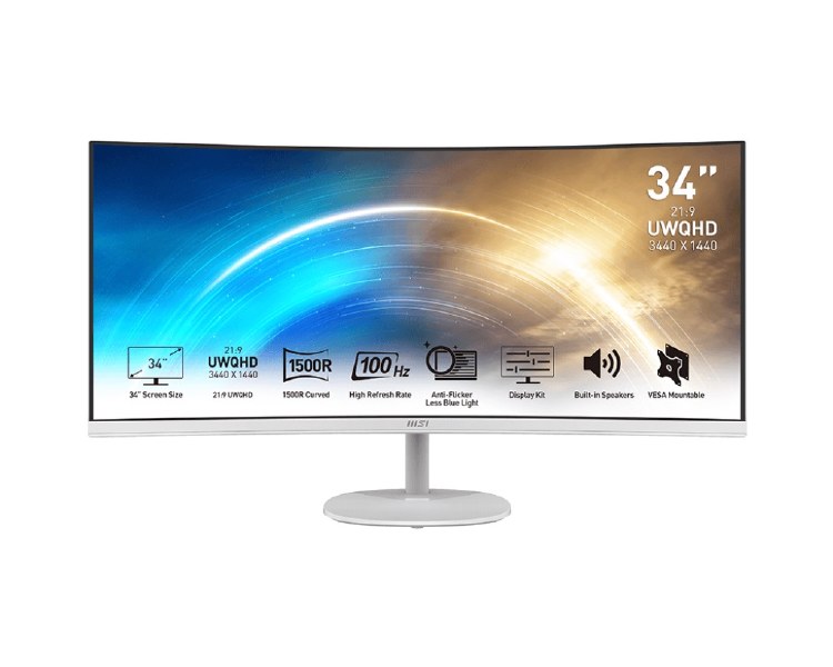 MSI PRO MP341CQW - 34" VA, 3440 x 1440 UWQHD, 100Hz, 1ms, FreeSync