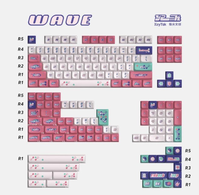 KeyTok KDA Y2K Dye Sub PBT Keycaps - 170 Keys - (Wave)