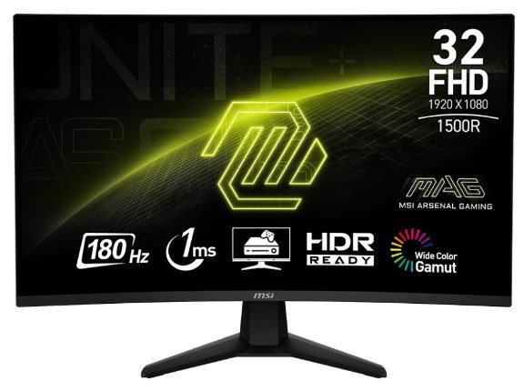 MSI MAG 32C6 -31.5" VA, 1920 x 1080 FHD, 180Hz, 1ms, Adaptive-Sync