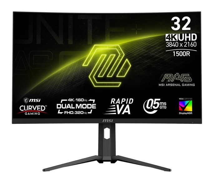 MSI MAG 321CUPDF - 32" Rapid VA, 3840 x 2160 UHD, 160Hz, 0.5ms, AMD FreeSync Premium