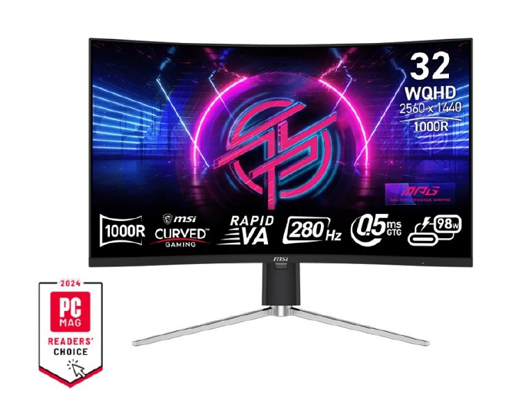 MSI MPG 325CQRXF - 31.5" Rapid VA, 2560 x 1440 WQHD, 280Hz, 0.5ms, Adaptive-Sync