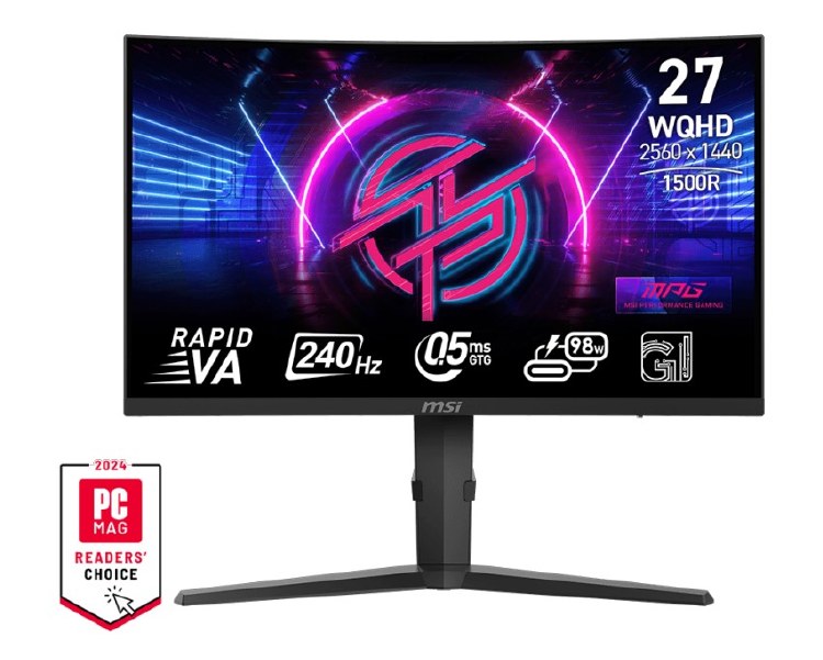MSI MPG 275CQRXF - 27" Rapid VA, 2560 x 1440 WQHD, 240Hz, 0.5ms, AMD FreeSync Premium