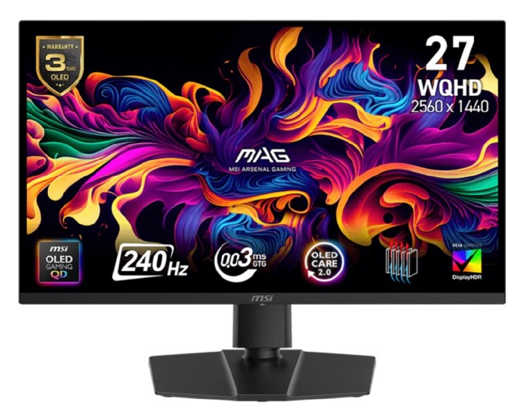 MSI MAG 273QP QD-OLED X24 - 26.5" QD-OLED, 2560 x 1440 WQHD, 240Hz, 0.03ms, Adaptive-Sync/Quantum Dot
