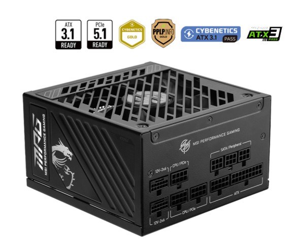 MSI MAG A850GS PCIE5 850W Up to 90% (80 Plus Gold) ATX Power Supply Unit