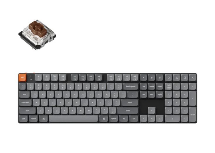 Keychron K5 MAX - Low Profile, Wired and Wireless, Hot-Swappable, RGB Backlight, Brown Switch, Gray - KBKCK5MH3