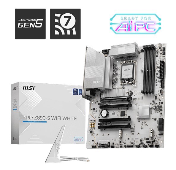 MSI PRO Z890-S WIFI WHITE INTEL CORE ULTRA ATX MOTHERBOARD LGA 1851