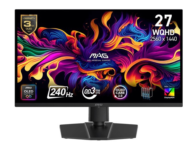 EX-DISPLAY: MSI MAG 273QP QD-OLED X24 - 26.5" QD-OLED, 2560 x 1440 WQHD, 240Hz, 0.03ms, Adaptive-Sync/Quantum Dot