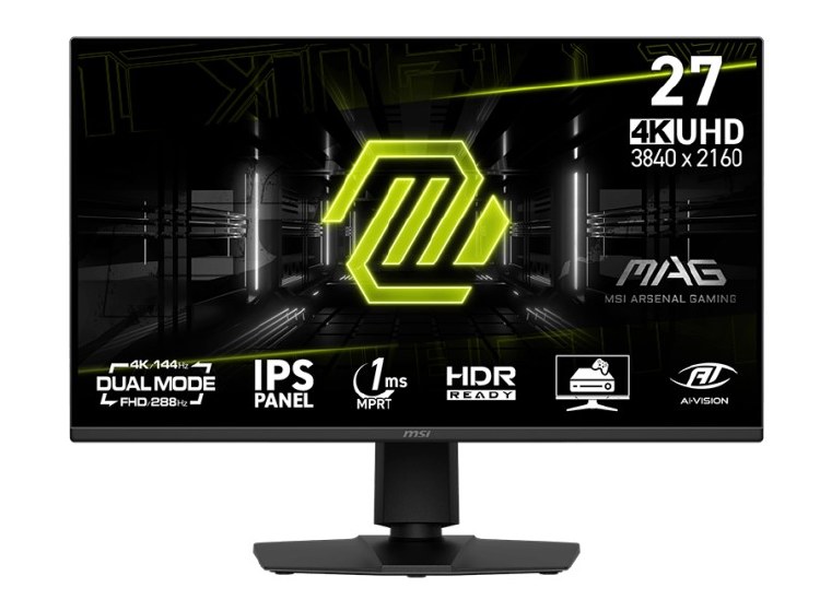 MSI MAG 275UPD E14 - 27" IPS, 3840 x 2160 UHD (Normal Mode)/1920 x 1080 FHD (Dual Mode), 144Hz (Normal Mode)/288Hz (Dual Mode), 1ms, Adaptive-Sync