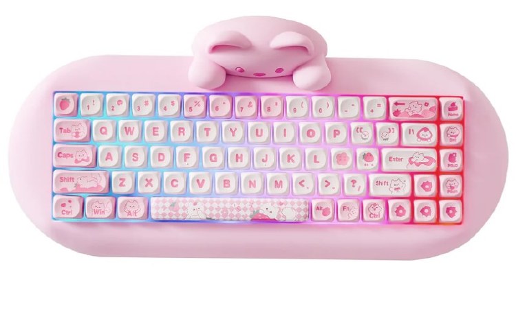 YUNZII C68 Hot-Swappable RGB Backlight Wireless Mechanical Keyboard (Pink) (Milk Switch)