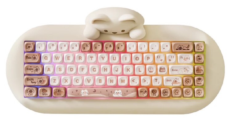 YUNZII C68 - Standard Profile, Wired and Wireless, Hot-Swappable, Milk Linear Switch, Coffee - KBYZC68CFMK