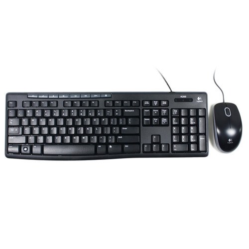 LOGITECH MK200 - Media Combo - Retail Wired USB Keyboard and Mouse - 920-002693 (Instant media and Internet Keys, Spill-resistant design)