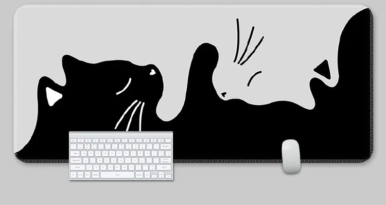 YUZNII Oversized Cartoon Kitten Mousepad/Deskmat - 900mm x 400mm, Hug Cat