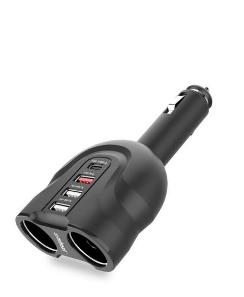 mbeat Gorilla Power Dual Port USB-C & QC 3.0 Car Charger w/ Cigar Lighter Splitter
