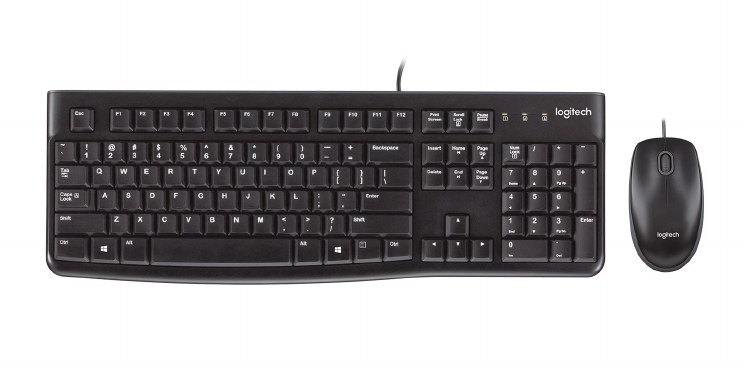 LOGITECH MK120 - Desktop - Retail Wired USB Keyboard and Mouse - 920-002586 (Comfortable, quiet typing, Spill-resistant design)