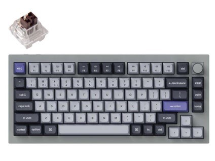 Keychron Q1 Pro QMK 75% Wireless Custom Hot-Swappable Mechanical Keyboard K Pro Brown Switch with Knob (Silver) (Q1P-N3)