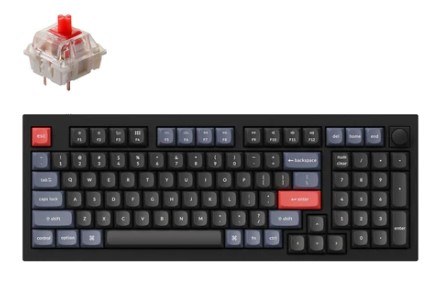 Keychron Q5 QMK 1800 Compact Custom Hot-Swappable Gateron Full Assembled Mechanical Keyboard Knob Version (Black) (Red Switch) (Q5-M1)