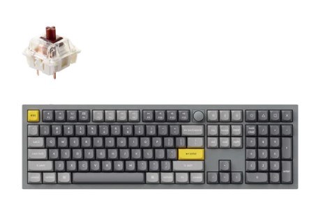 Keychron Q6 QMK 100% Custom Hot-Swappable Gateron Full Assembled Mechanical Keyboard Knob Version (Grey) (Brown Switch) (Q6-N3)