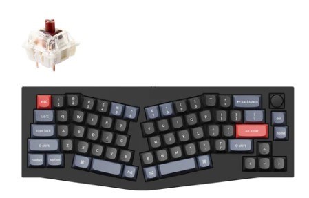 Keychron Q8 Alice Layout QMK Custom Hot-Swappable Gateron Full Assembled Mechanical Keyboard Knob Version (Black) (Brown Switch) (Q8-M3)