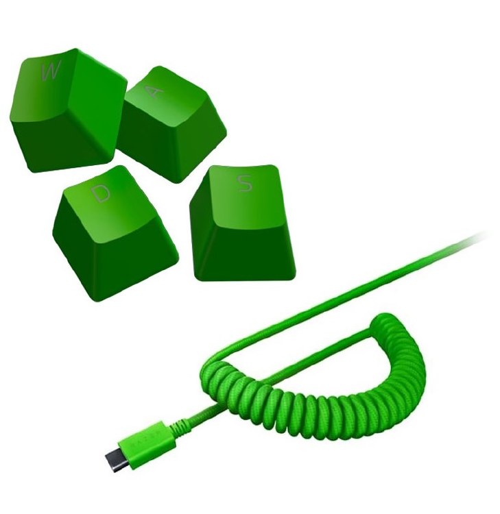 Razer PBT Keycap + Coiled Cable Upgrade SetÂ - Razer Green