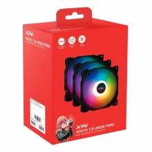 ADATA XPG VENTO R ARGB PWM Fan Pack - 3 Pack, 120mm, Reverse Flow, Black