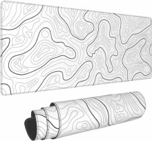Abstract Topographic Mousepad/Deskmat - 31.5" x 11.8", White