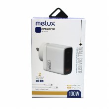 melux ePower 10 100W Wall Charger - 2xUSB-C + 1xUSB-A Ports, Includes 1m USB-C to USB-C cable