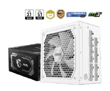 MSI MAG A1000GL WHITE PCIE5 1000W Up to 90% (80 Plus Gold) ATX, FULL MODULAR