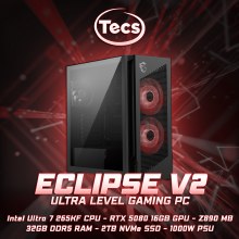 TECS ECLIPSE V2 GAMING PC - Intel Ultra 7 265KF - RTX 5080 16GB - Z890-P MB - 32GB DDR5 7200MHz RAM - 2TB NVMe Gen4 SSD - 1000W Gold PSU - MSI MPG VELOX 300R AIRFLOW PZ Case - Windows 11 Home TECS ECLIPSE V2 GAMING PC - Intel Ultra 7 265KF - RTX 5080 16GB - Z890-P MB - 32GB DDR5 7200MHz RAM - 2TB NVMe Gen4 SSD - 1000W Gold PSU - MSI MPG VELOX 300R AIRFLOW PZ Case - Windows 11 Home