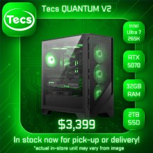 TECS QUANTUM V2 GAMING PC - Intel Core Ultra 7 265KF - RTX 5070 12GB - Z890 MB - 32GB DDR5 6000MHz RAM - 2TB NVMe Gen4 SSD - 850W Gold PSU - MSI Forge 321R Case - Windows 11 Home