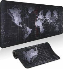 World Map Mousepad/Deskmat - 31.5" x 11.8", Black