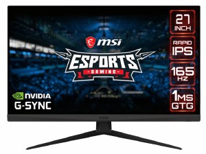 MSI Optix G273QF 27 inch Rapid IPS 165Hz Gaming Monitor, 2560x1440, 1ms, 1000:1, Tilt, VESA, G-Sync Compatible