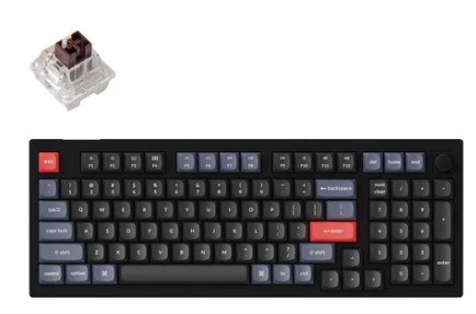 Keychron V5 QMK 1800 Compact Custom Hot-Swappable Mechanical Keyboard Knob Version (Carbon Black) (Brown Switch) (V5-D3)