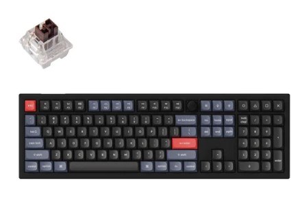 Keychron V6 QMK 100% Custom Hot-Swappable Fully Assembled Mechanical Keyboard Knob Version (Carbon Black) (Brown Switch) (V6-D3)