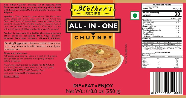 Mother's All In One Chutney 250gm