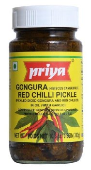 Priya Gongura Red Chilli Pickle With Garlic 300gm