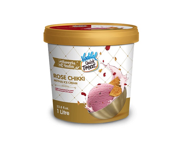 Vadilal Rose Chikki Ice Cream 1ltr