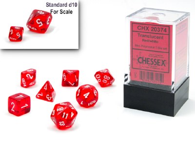 Chessex Translucent Mini-Polyhedral 7-Die Set Red/White