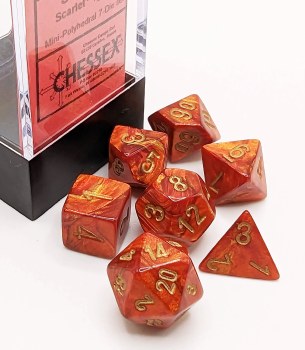Chessex Scarab Mini-Polyhedral 7-Die Set Scarlet/gold