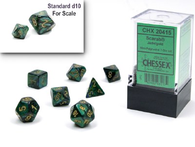 Chessex Scarab Mini-Polyhedral 7-Die Set Jade/gold