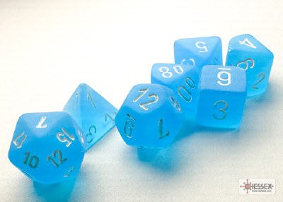 Chessex Frosted Mini-Polyhedral 7-Die Set Caribb.-Blue/white