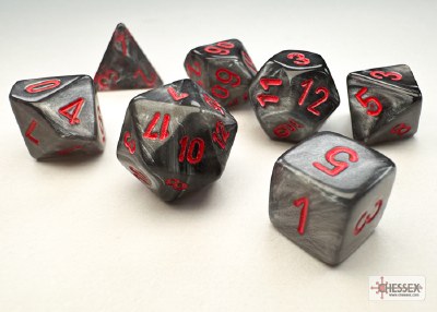Chessex Velvet Mini-Polyhedral 7-Die Set Black / red