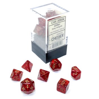 Chessex Festive Mini-Polyhedral 7-Die Set Ruby/Gold