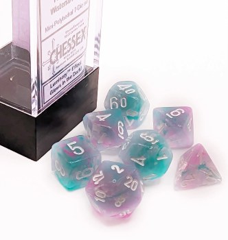 Chessex Nebula Mini-Polyhedral Wisteria/white 7-Die Set