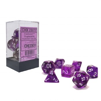 Chessex Translucent Polyhedral 7-Die Set - Purple/White