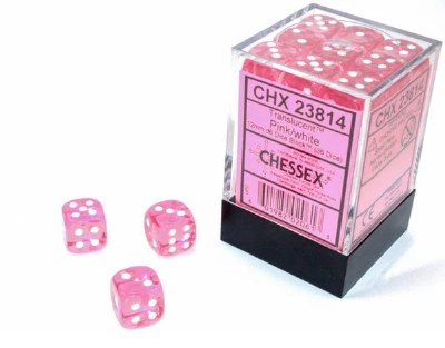 Chessex Translucent 12mm d6 Die Set Pink/White (36)
