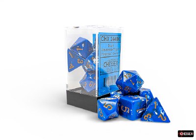 Chessex Brush Polyhedral 7-Die Set Wavebreak with gold